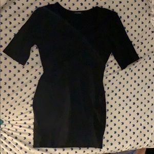 Black v neck body con dress